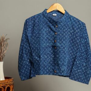 Handmade Block Print Cotton for Women ? Ethnic Floral Printed Top with Long Sleeves